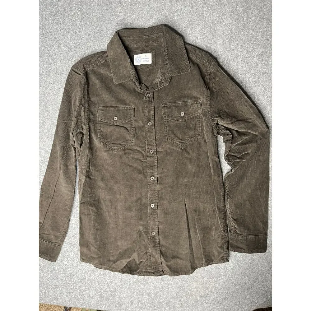 Hurley Brown Corduroy Button Front Shirt Jacket Shacket Men's Size S